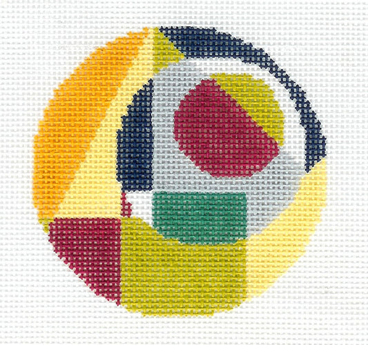 Round ~ Abstract Geometric Circle within a Circle Design handpainted 3" Needlepoint Canvas by LEE
