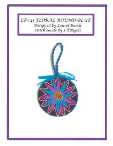 FLORAL BLOSSOM Blue & STITCH GUIDE Needlepoint Canvas by Laurel Burch ~ Danji