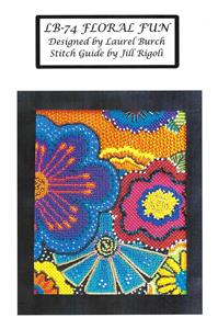 Laurel Burch ~ FLORAL FUN  18 Mesh handpainted Needlepoint Canvas & 6 Page BEADING & STITCH GUIDE  from Danji
