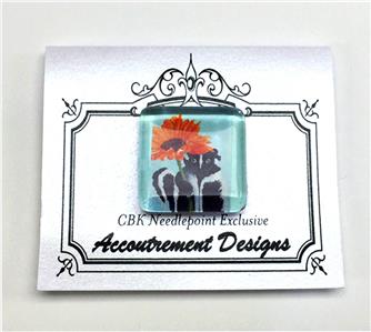 Magnet ~ Magnet Glass Skunk & Daisy Needle Holder for Needlepoint & Sewing by S. Church