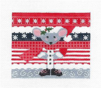 Roll Up ~ Holiday MOUSE Roll Up 3-D Ornament handpainted Needlepoint Canvas CH Designs ~ Danji