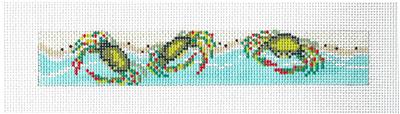 Bookmark ~ Bookmark or Key Fob ~ 3 Seaside Crabs ~ handpainted 13 Mesh Needlepoint Canvas Needle Crossings