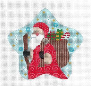 Star ~ Beautiful SANTA STAR Ornament handpainted Needlepoint Canvas CH Designs ~ Danji