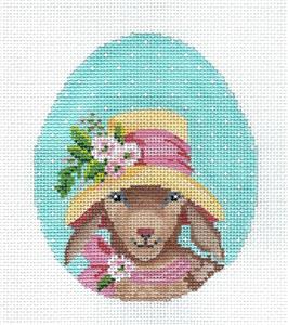 Kelly Clark - Ms. Cornelia Kid EGG handpainted Goat Needlepoint Ornament Canvas by Kelly Clark