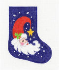 Mini Stocking ~ Crescent Moon Santa Claus with Star Mini Stocking 18 Mesh handpainted Needlepoint Canvas by LEE