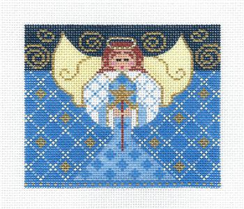 Roll Up ~ Christmas ANGEL in Blue Roll Up 3-D Ornament handpainted 18mesh Needlepoint Canvas CH Designs ~ Danji