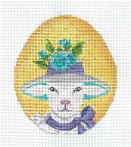 Kelly Clark ~ Ms. Viola Lamb EGG handpainted Sheep Needlepoint Ornament Canvas by Kelly Clark
