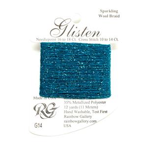 GLISTEN Sparkling Braid #14 "Blue Jewel" Needlepoint Stitching Thread from Rainbow Gallery