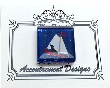 Magnet ~ Black Lab Dog Sailing Magnet Glass Needle Holder for Needlepoint Scott Church