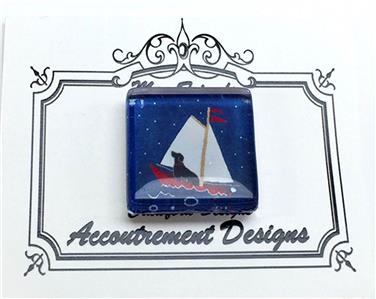 Magnet ~ Black Lab Dog Sailing Magnet Glass Needle Holder for Needlepoint Scott Church