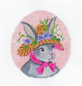 Kelly Clark - Miss Snowdrop Violet Bunny EGG handpaint Needlepoint Ornament Canvas Kelly Clark