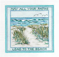 Beach Scene ~ May All Your Paths Lead to the Beach 6.25" Sq. 18 mesh handpainted Needlepoint Canvas Needle Crossings