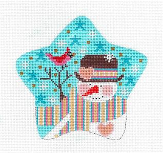 Star-Snowman & Bird STAR Ornament handpainted Needlepoint Canvas CH Designs ~ Danji