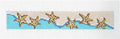 Bookmark ~ Bookmark or Key Fob of 6 Starfish handpainted Needlepoint Canvas Needle Crossings