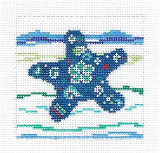 Canvas-Starfish in the Waves 3" handpainted Needlepoint Canvas by BP Designs from Danji