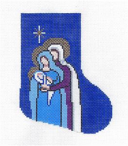 Mini Stocking ~ Christmas Nativity ~ Holy Family & Christmas Star 18 Mesh handpainted Needlepoint Canvas by LEE
