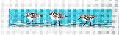 Bookmark ~ Bookmark or Key Fob 3 Sandpipers handpainted Needlepoint Canvas Needle Crossings