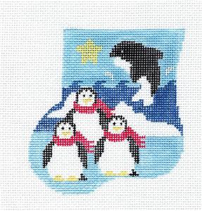 PENGUINS CANVAS SET  ~ Needlepoint Mini Stocking Ornament & Penguin by Kathy Schenkel