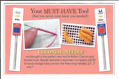 BULLION Tapestry Points 3 Needle SET for Needlepoint ~ Long Needles by Colonial