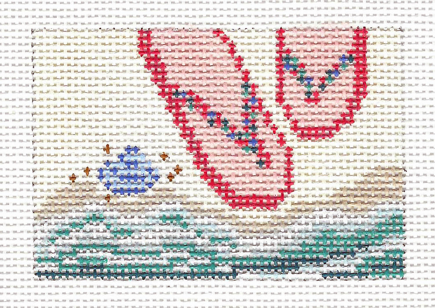 Canvas ~ Beach Flip Flops to fit Planet Earth ID TAG 2" by 3" handpainted Needlepoint Canvas Needle Crossings