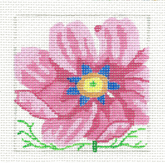 Coaster ~ Cosmos Garden #3  Coaster 4" Square  handpainted Needlepoint Canvases by Jean Smith