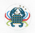Mosaic Art ~ CRAB handpainted 4" Rd. handpainted Needlepoint Ornament Canvas by Melissa Prince