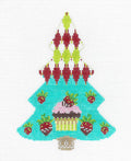 LG. Strawberry & Cupcake Treats Tree Ornament 18 Mesh handpainted Needlepoint Ornament Canvas Kelly Clark