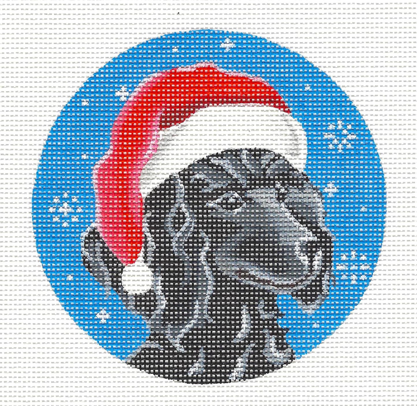 Dog ~ Santa Black Poodle 18 Mesh handpainted Needlepoint Canvas by Pepperberry