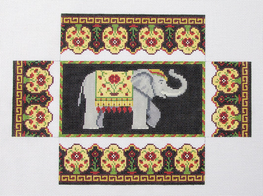 Brick Cover ~ Elephant and Rose Door Stop handpainted Needlepoint Canvas by Susan Roberts