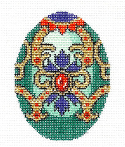 Faberge Egg of the Month ~ DECEMBER Turquoise Birthstone EGG OF THE MONTH handpaint Needlepoint Canvas LEE