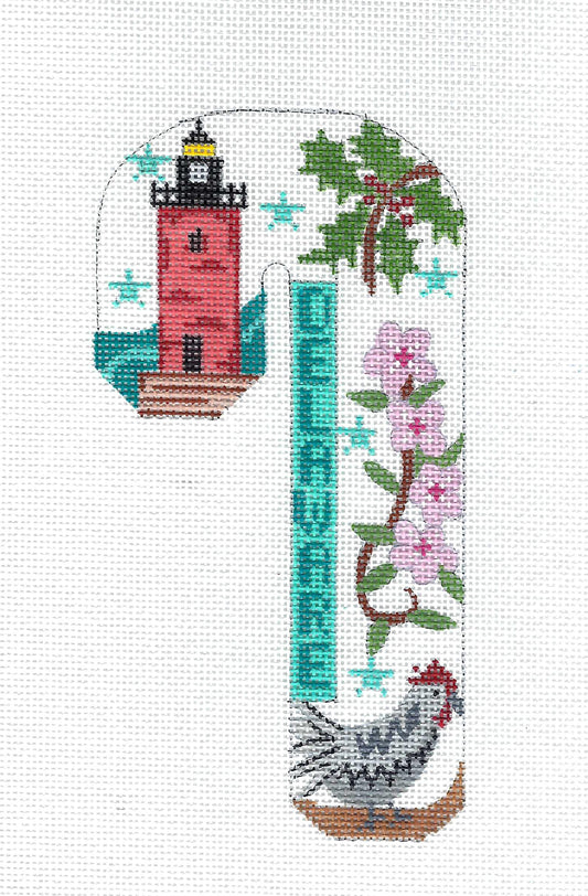 Candy Cane ~ Delaware State Destination Large Candy Cane Needlepoint Canvas CH Designs by Danji