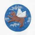 Rainbow Bridge ~ Angel DOG in Heaven handpainted 18 Mesh 4.5" Rd. Needlepoint Canvas by Ginny Diezel from CBK