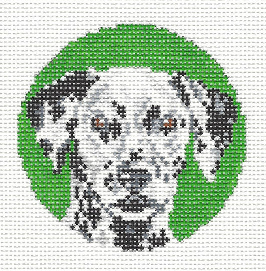 Dog Round ~ Dalmatian Dog 3" Ornament handpainted Needlepoint Canvas by Needle Crossings