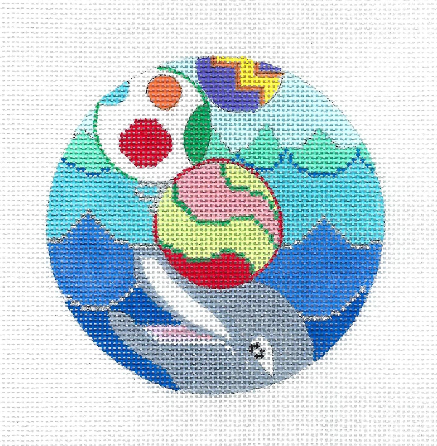 Ornament ~ Dolphin at Play handpainted Needlepoint Canvas by KAMALA from JulieMar
