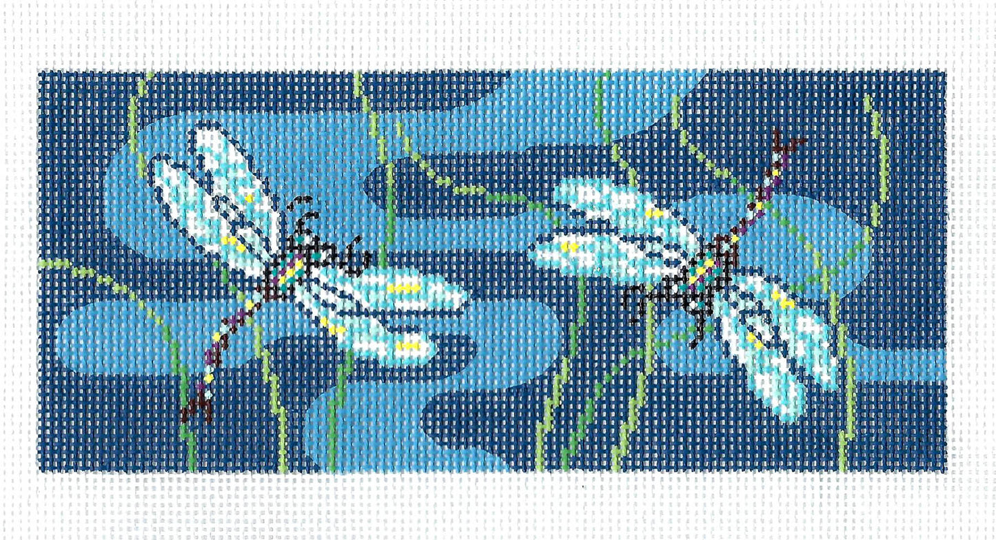 Canvas Insert ~ Summer Dragonfly's in Blue handpainted Needlepoint Canvas ~ BB insert by LEE