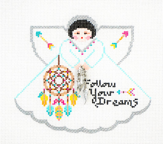 Angel ~ Dream Catcher Angel & Charms handpainted Needlepoint Canvas by Painted Pony
