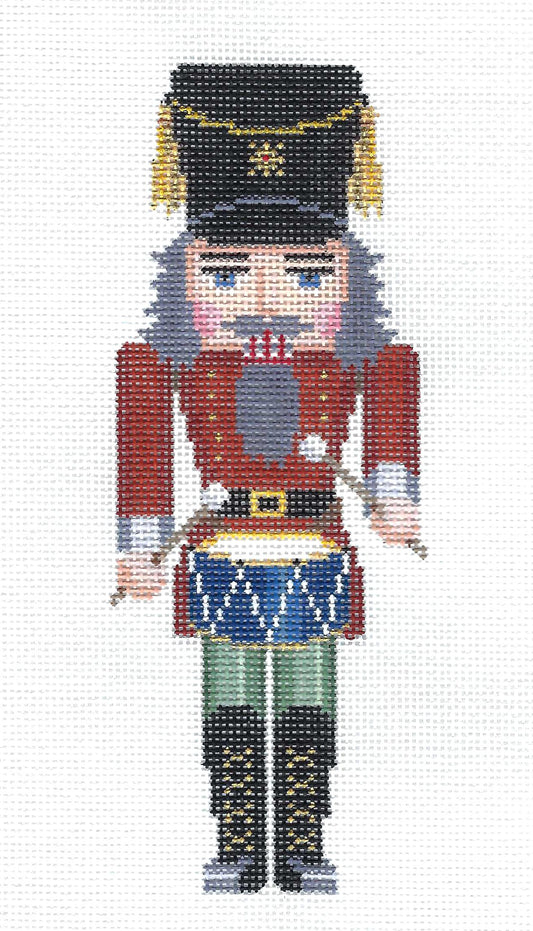 Christmas Nutcracker ~ Drummer Nutcracker with Blue Drum Ornament handpainted Needlepoint Canvas by Susan Roberts