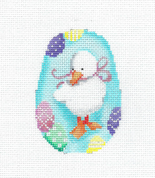 Egg ~ White Duck with Eggs on an Easter Egg handpainted Needlepoint Canvas Ornament by Assoc. Talents