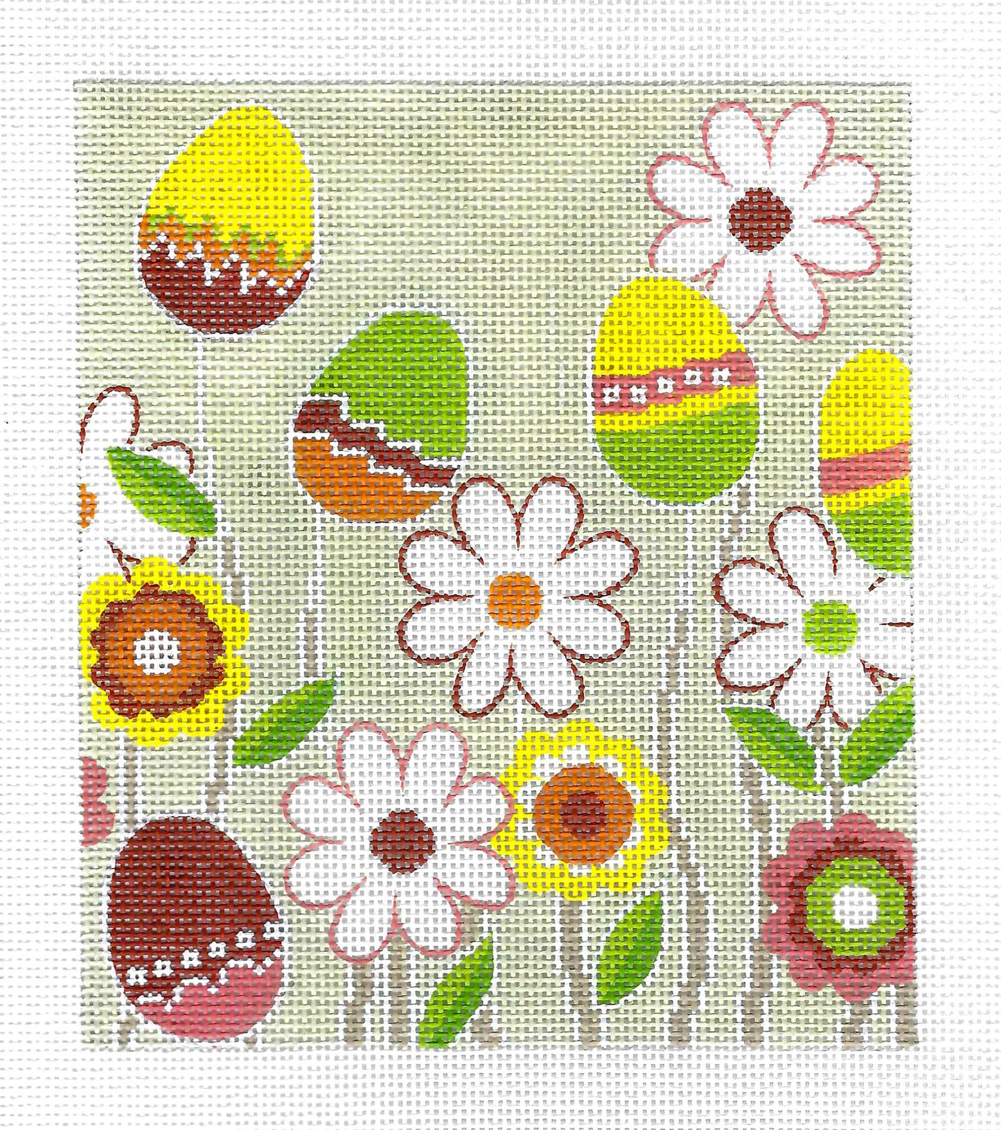 Insert ~ Multi-Colored Easter Garden Eggs & Flowers handpainted Needlepoint Canvas ~BG Size Insert~ by LEE