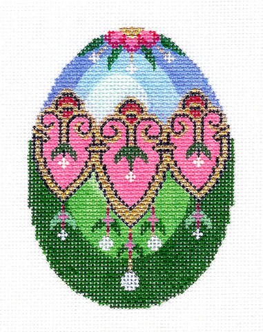 Faberge Egg ~  Elegant Jeweled EGG handpainted Needlepoint Canvas Ornament by LEE *EXCLUSIVE*