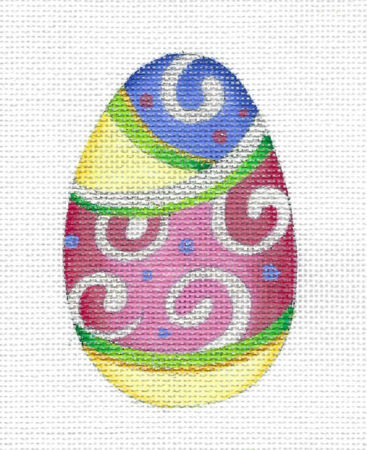 EASTER EGG ~ Pastel Colors Egg Canvas #15 handpainted Needlepoint Canvas by Linda Grayson for Strictly Christmas