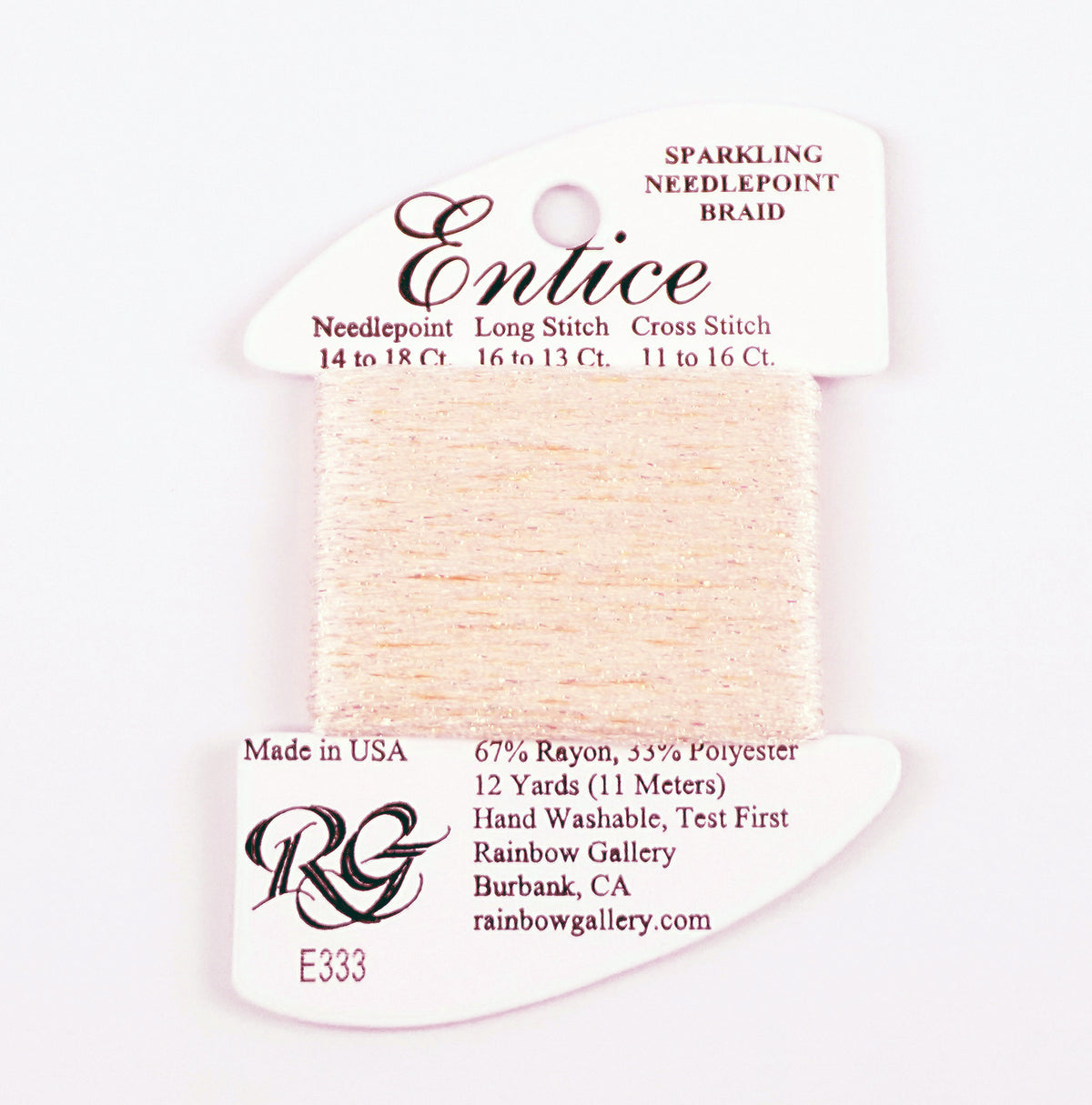 ENTICE Braid #E333 "Peach Glow" Sparkling Stitching Fiber 12 Yards Needlepoint Stitching Thread - Rainbow Gallery