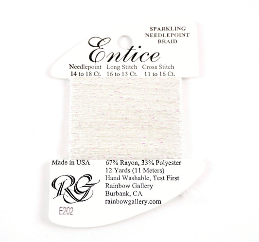Fibers ~ ENTICE Braid #E202 "Snow White" Stitching Fiber 12 Yards Needlepoint Stitching Thread - Rainbow Gallery