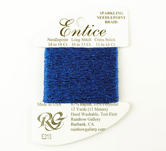 Fibers ~ ENTICE Braid #E213 "Sapphire" Sparkling Stitching Fiber 12 Yards Needlepoint Stitching Thread - Rainbow Gallery