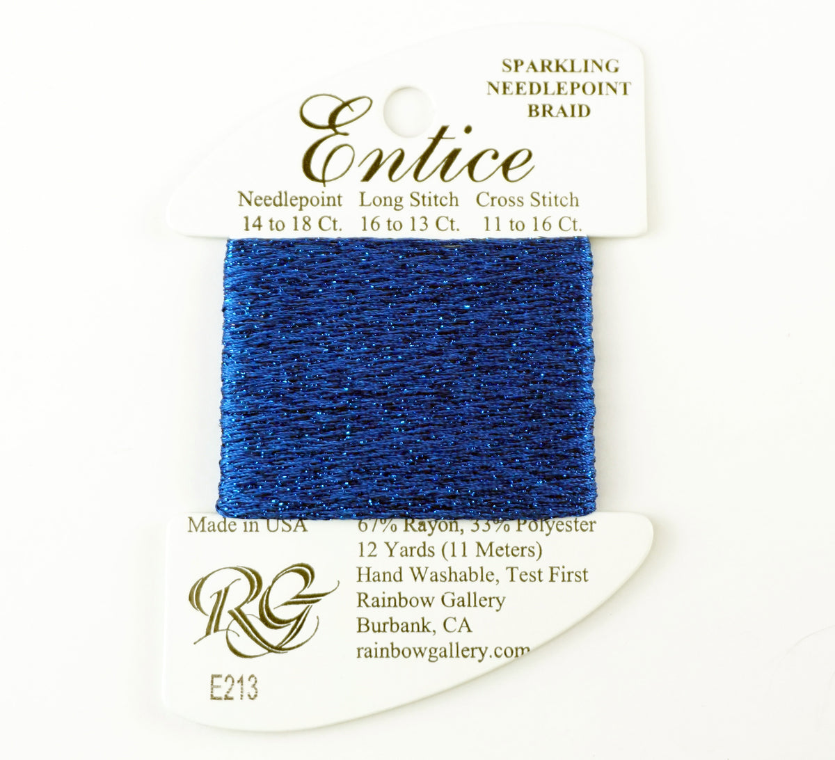 Fibers ~ ENTICE Braid #E213 "Sapphire" Blue Sparkling Stitching Fiber 12 Yards Needlepoint Stitching Thread - Rainbow Gallery