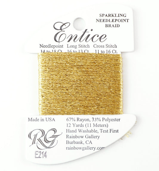 ENTICE Braid #E214 "Gold" Stitching Fiber 12 Yards Needlepoint Stitching Thread - Rainbow Gallery