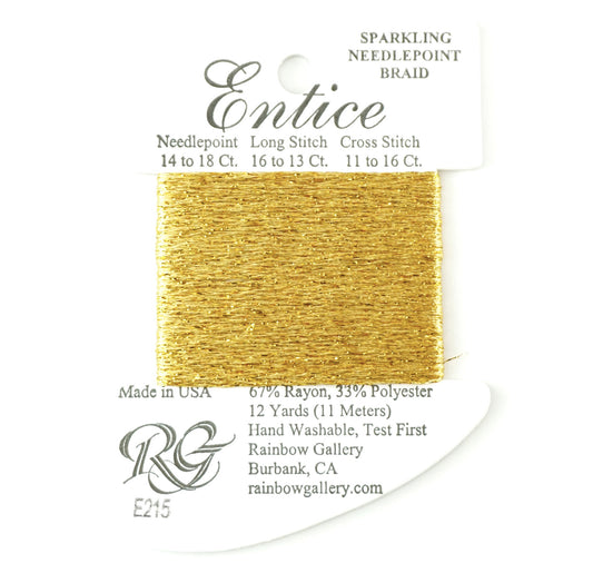 ENTICE Braid #E215 "Grecian Gold" Stitching Fiber 12 Yards Needlepoint Stitching Thread - Rainbow Gallery