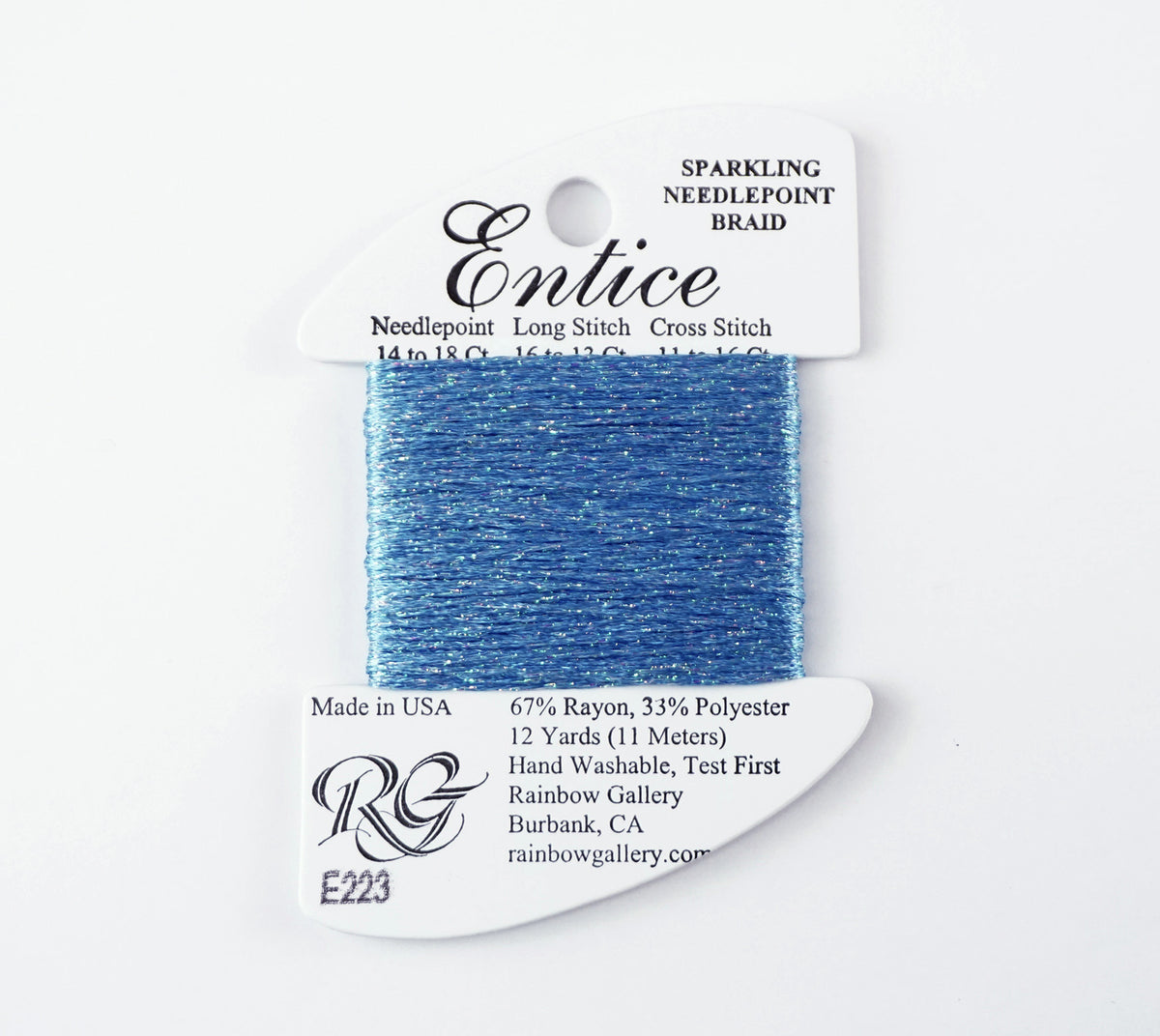 Fibers ~ ENTICE Braid #E223 "Forever Blue" Sparkling Stitching Fiber 12 Yards Needlepoint Stitching Thread - Rainbow Gallery
