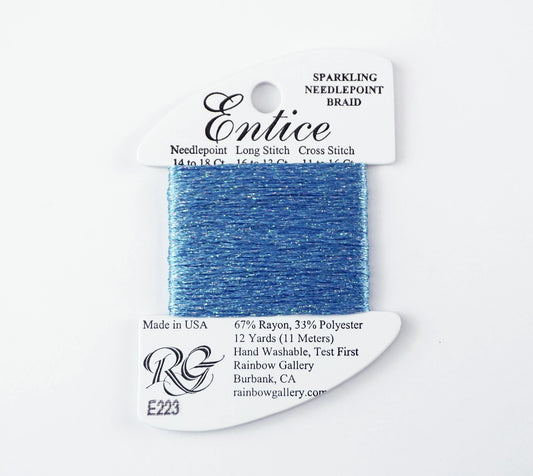 Fibers ~ ENTICE Braid #E223 "Forever Blue" Sparkling Stitching Fiber 12 Yards Needlepoint Stitching Thread - Rainbow Gallery