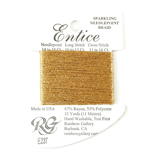 ENTICE Braid #E237 "Amber Gold" Stitching Fiber 12 Yards Needlepoint Stitching Thread - Rainbow Gallery